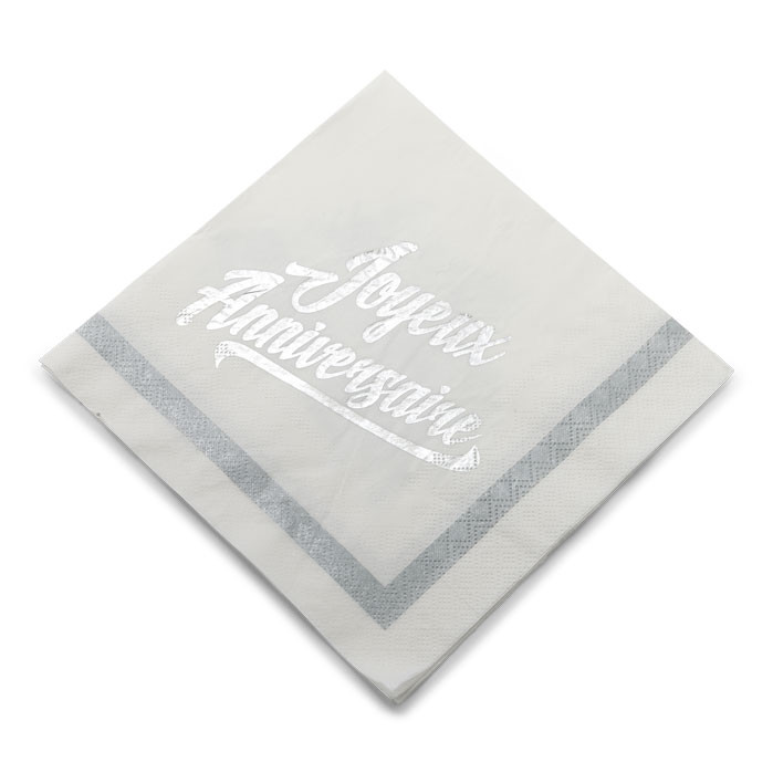 Serviettes Joyeux Anniversaire Blanc Et Argent Serviettes Joyeux Anniversaire Blanc Et Argent