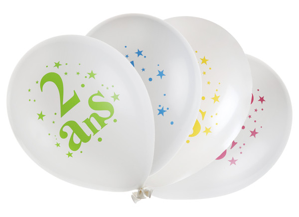 8 Ballons Joyeux Anniversaire 2 Ans Multicolores