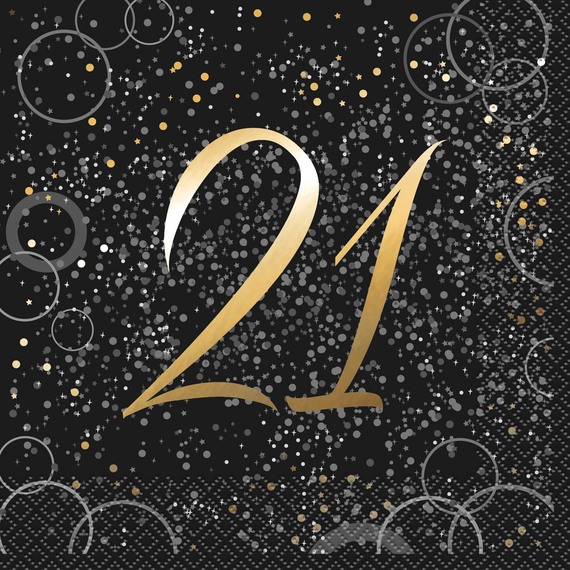 16 Serviettes Anniversaire 21 Ans Confettis Or 16 Serviettes Anniversaire 21 Ans Confettis Or