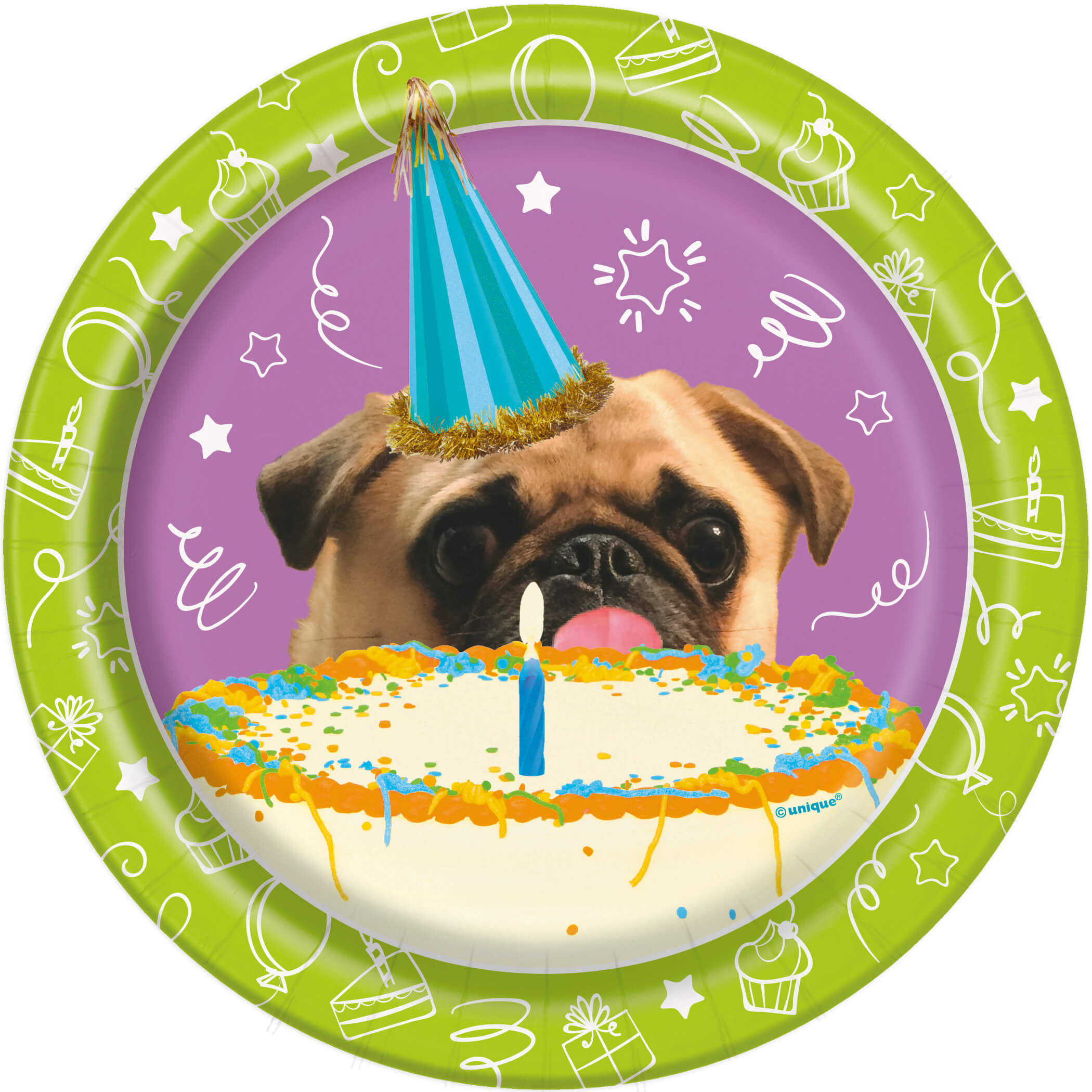 8 Assiettes Carlin Anniversaire Chien