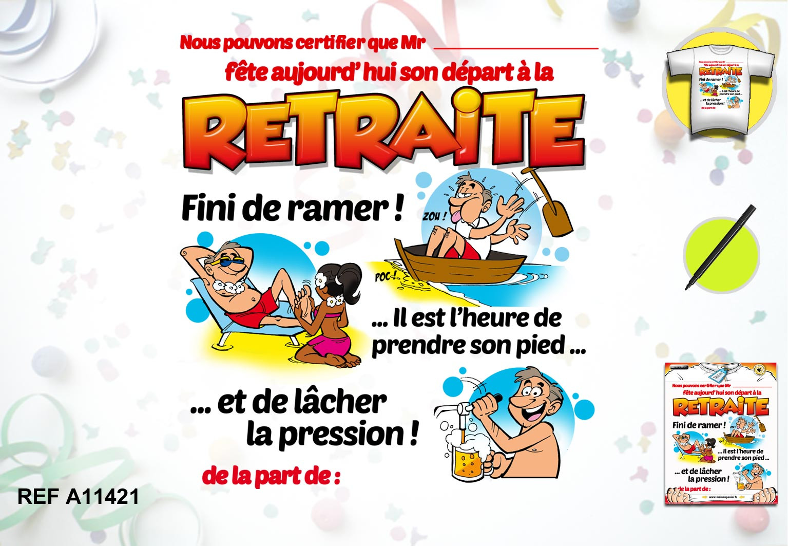 T Shirt A Dedicacer Retraite Homme Stylo Certificat A Prix Doux