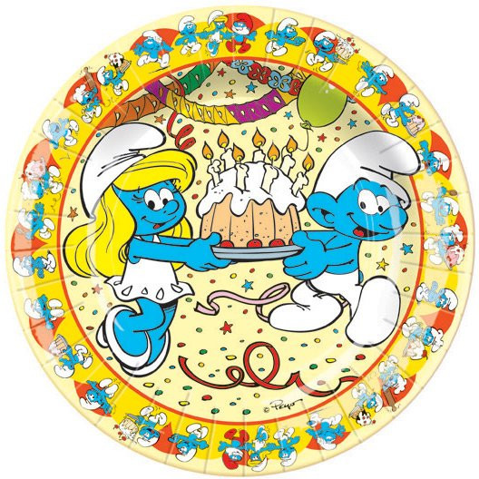 8 Assiettes En Carton Les Schtroumpfs 18 Cm