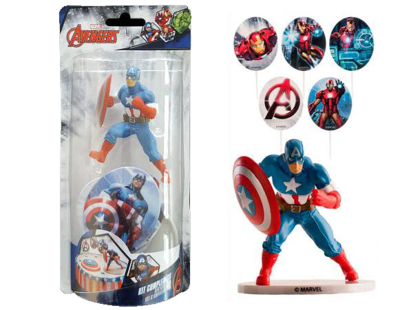 Kit Decoration Gateau Avec Trois Pics Captain America Kit Decoration Gateau Avec Trois Pics Captain America