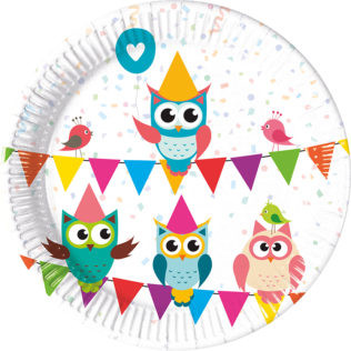 8 Assiettes Anniversaire Hibou 8 Assiettes Anniversaire Hibou