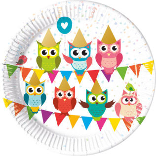 8 Assiettes Anniversaire Hibou 8 Assiettes Anniversaire Hibou