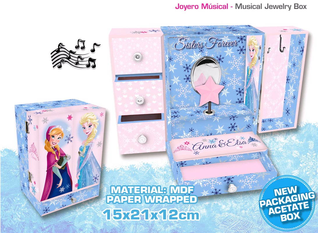 Boite A Bijoux Musicale La Reine Des Neiges 15 X 21 X 12 Cm