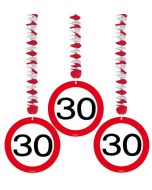 Lot de 3 suspensions d'anniversaire - 30 ans