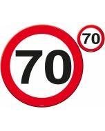 4 dessous de plat et 4 sous-verres panneau de signalisation 70 ans