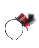 Serre-tête chapeau haut de forme pailleté - rouge