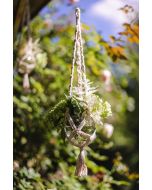 suspension en verre et macramé