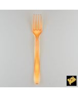 Fourchette en plastique - orange transparent - x 50