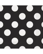 16 serviettes de table - noir pois blanc