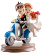 Sujet résine mariage "A scooter"