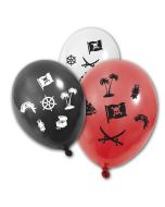 8 x Ballon Pirate Blanc Rouge Noir