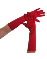 Gants mi-longs satinés rouge