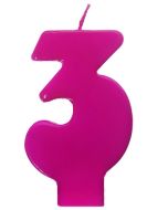 Bougie fuchsia chiffre 3