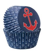 75 Caissettes à cupcakes bleues ancre marine