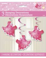 3 Décorations à suspendre Baby-Shower roses