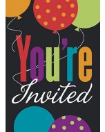 8 invitations Ballons Happy Birthday