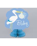 4 centres de table Baby-Shower cigogne - bleu