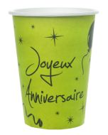 10 gobelets "Joyeux Anniversaire" vert