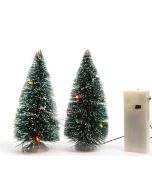 Lot de 2 sapins avec LED - 15 cm