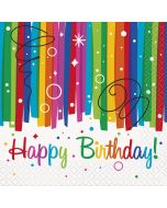 16 Serviettes happy birthday multicolores