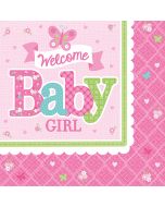 16 Serviettes Baby Shower fille 25 x 25