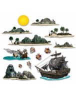 Poster île mystérieuse et bateau pirate  x14