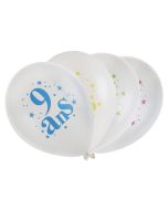 8 Ballons Joyeux anniversaire 9 ans multicolores