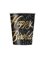 8 gobelets "Happy Birthday" confettis or