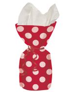 20 sacs à cadeau avec attaches - pois rouges