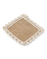 6 napperons jute et dentelle 12x12 cm