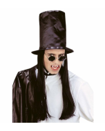Chapeau haut de forme vampire avec cheveux - noir 