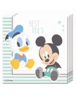 20 serviettes Mickey et Donald baby