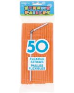 50 pailles flexibles - Orange