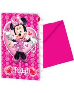 Lot de 6 cartes d'invitation avec enveloppes "Minnie"