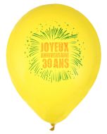 8 Ballons "Joyeux Anniversaires 30 ans" jaune à prix fou!