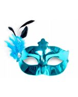 Loup « Carnaval » à plume - Turquoise