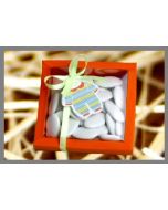 Boîtes dragées Nina GM BAPTEME à plat + étiquettes - grenouillère