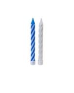 bougie anniversaire blanche et bleue 