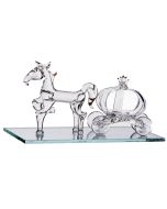 cheval et carrosse sur miroir en verre