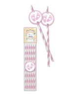 6 pailles baby shower rose
