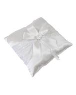 Coussin alliances en satin blanc