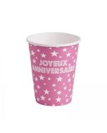 Gobelet Joyeux anniversaire de coloris fushia