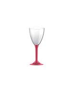 10 verres à pied en plastique - corail