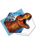 6 Cartes d'invitation Jurassic World et enveloppes