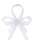 Ruban fleur satin - blanc x 25