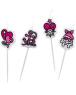 Lot 4 bougies anniversaire Pink Pirates