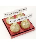 4 Boules Deco porte-nom Or